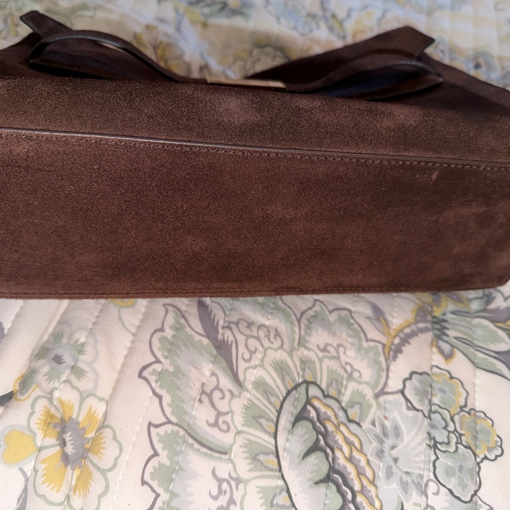 Tory Burch Suede Lee Radziwill Shoulder Bag in Dark Cocoa - Picture 8 of 16